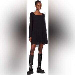 NWT Ganni Pleated Black Mini Dress Size EU 32 / 0